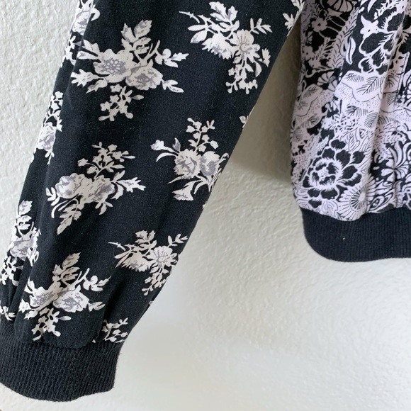 FREE PEOPLE Black Floral Snap Bomber Jacket S - Picture 8 of 13
